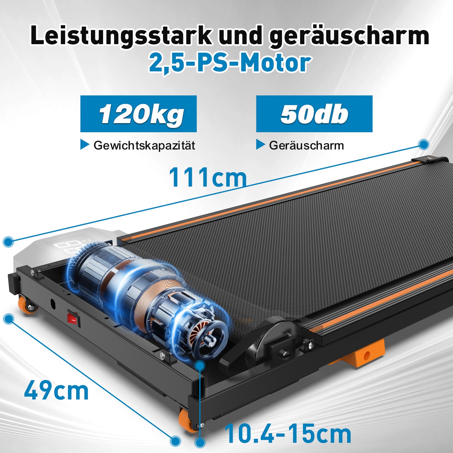EU Walking Pad Treadmill For Home - Home Office Treadmills Under Desk Desk Treadmill Pad Quiet Portable Compact Treadmill Small Mini Treadmill LED Display Remote Control Treadmill Weight Of 120KG