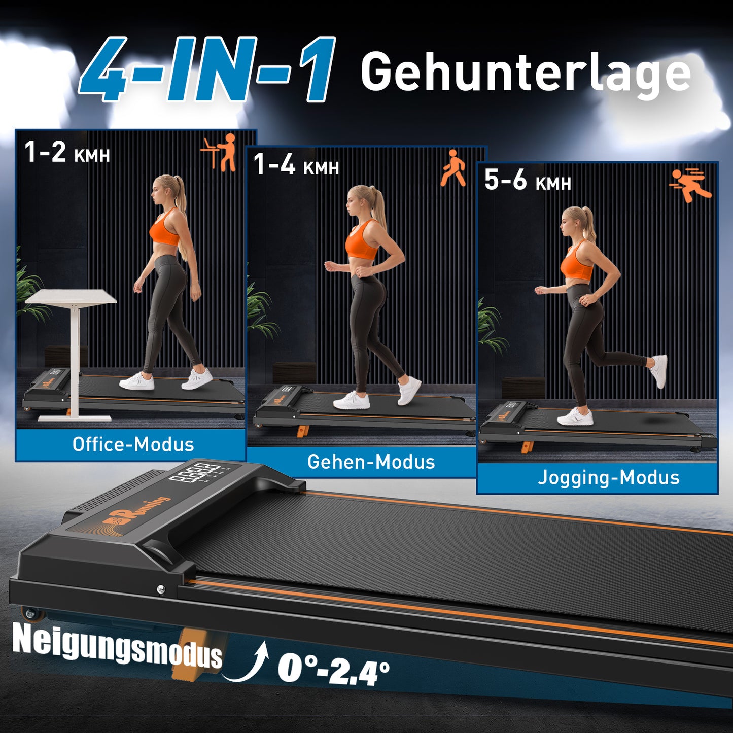 EU Walking Pad Treadmill For Home - Home Office Treadmills Under Desk Desk Treadmill Pad Quiet Portable Compact Treadmill Small Mini Treadmill LED Display Remote Control Treadmill Weight Of 120KG
