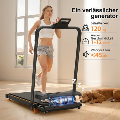 EU Home Office Desk Treadmills, Compact Desktop Treadmills With Tilted Portable Treadmills, 2-in-1 Treadmills For Walking, Running And Jogging, With A Weight Capacity Of 120KG